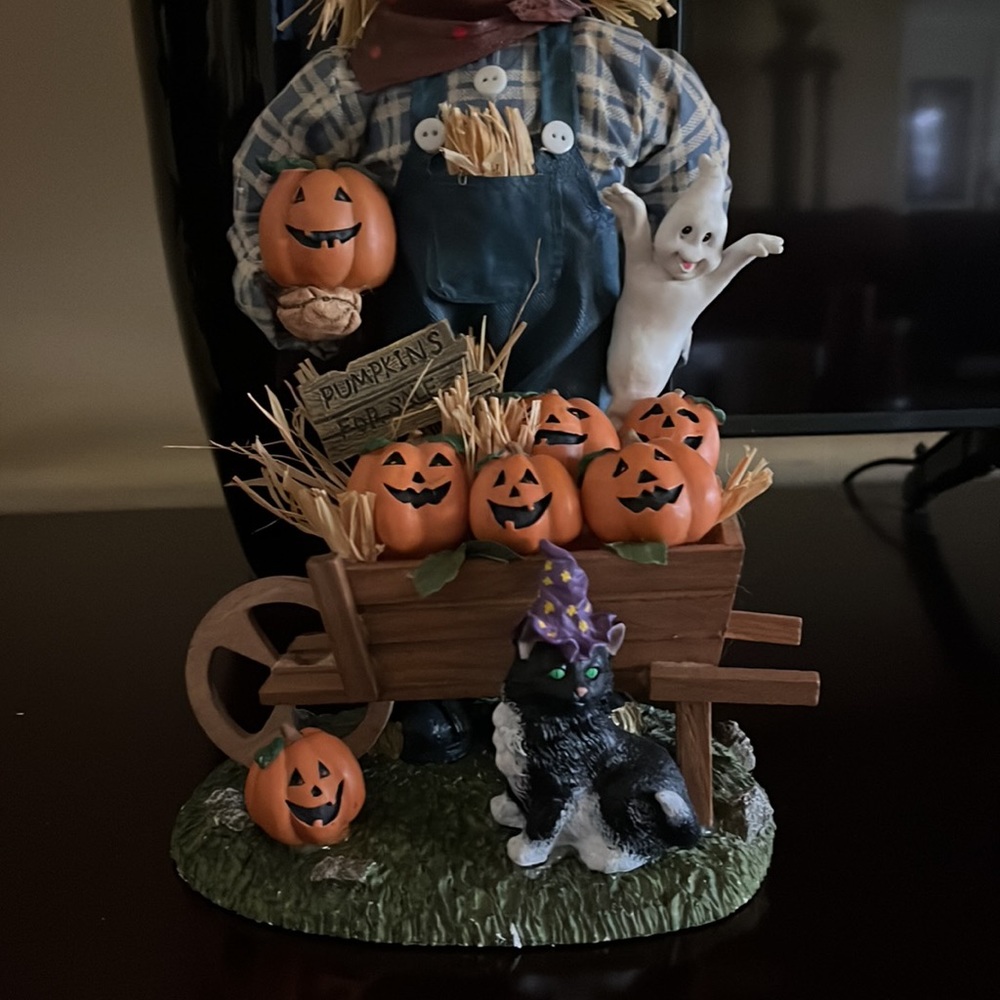 SCARECROW AND WITCH FABRIC MACHE FIGURES 13” TALL APPROXIMATELY HALLOWEEN - Picture 9 of 12